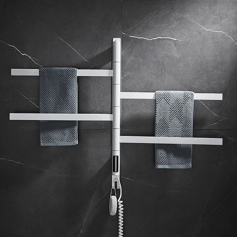 Black/White/Gray Electric Heating Towel Rack Heat Dry Bathroom ,Bathroom Touch Display,Rotatable - The Upgraded Inc