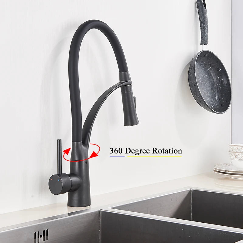 Kitchen Faucet Spray/Stream 2Ways Single Handle Cold Hot Water Mixer Taps Pull Down Deck Mounted Crane For Sinks - The Upgraded Inc