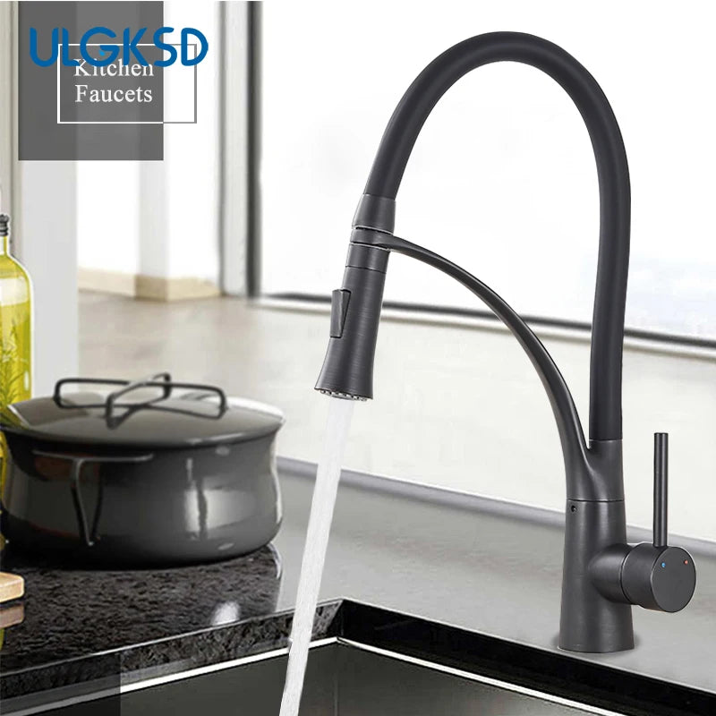 Kitchen Faucet Spray/Stream 2Ways Single Handle Cold Hot Water Mixer Taps Pull Down Deck Mounted Crane For Sinks - The Upgraded Inc