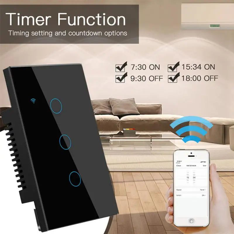 Wifi Smart Light Switch Glass Screen Touch Panel Voice Control Wireless Wall Switches Remote With Alexa Google Home 1/2/3/4 Gang - The Upgraded Inc