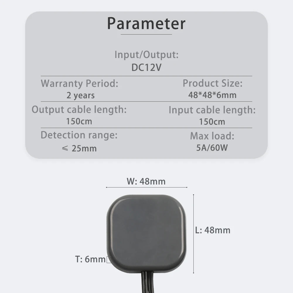 Ultra thin penetrating touch switch DC12V 24V 60W LED touch sensor for hidden on the back of wooden furniture acrylic stone - The Upgraded Inc