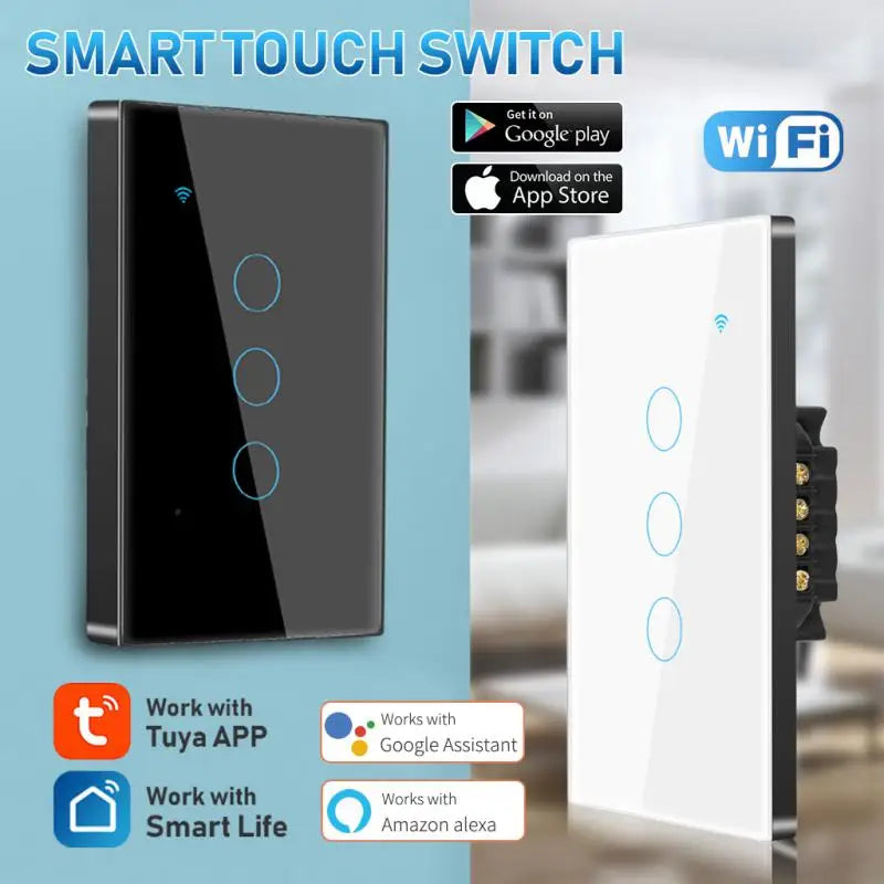 Wifi Smart Light Switch Glass Screen Touch Panel Voice Control Wireless Wall Switches Remote With Alexa Google Home 1/2/3/4 Gang - The Upgraded Inc