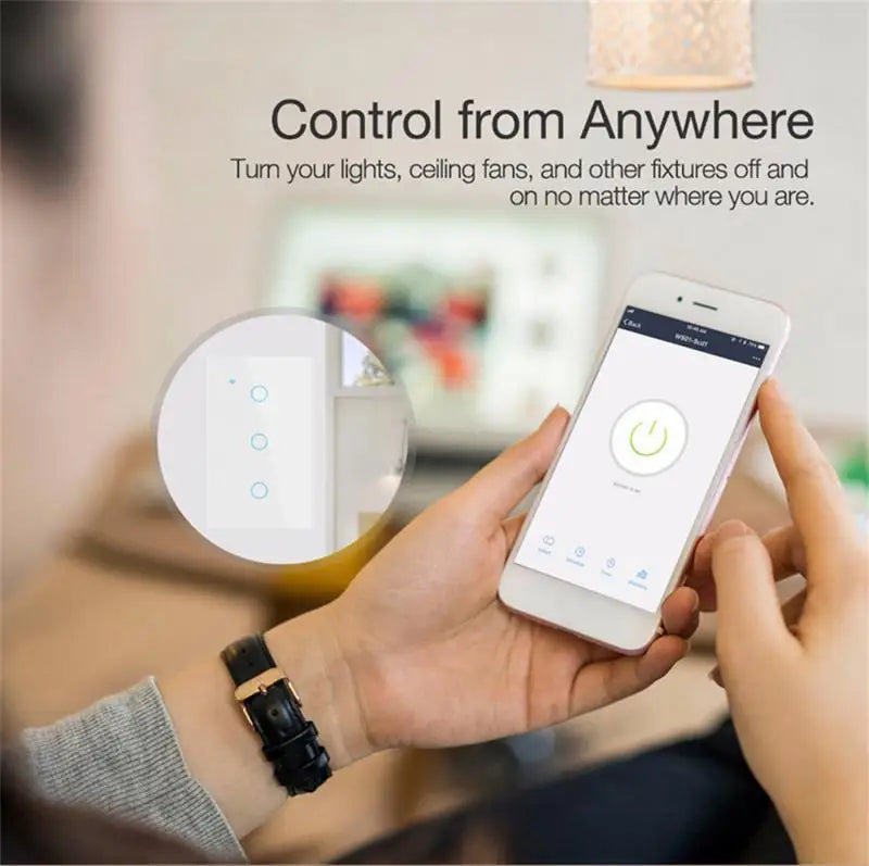 Wifi Smart Light Switch Glass Screen Touch Panel Voice Control Wireless Wall Switches Remote With Alexa Google Home 1/2/3/4 Gang - The Upgraded Inc