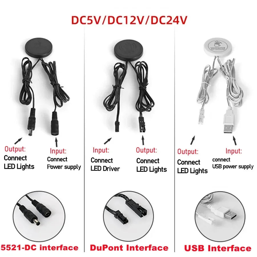 Aswesaw Sweep Dimmer Sensor Penetrating Switch DC 5V 12V 24V Wood Panel Touch Switch LED Dimmable Touch Sensing Hidden - The Upgraded Inc