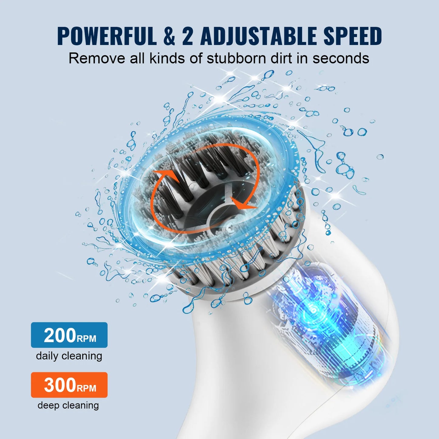 VEVOR Electric Spin Scrubber Cordless Electric Cleaning Brush Portable Scrubber with Replaceable Brush Heads Home Cleaning Tool - The Upgraded Inc